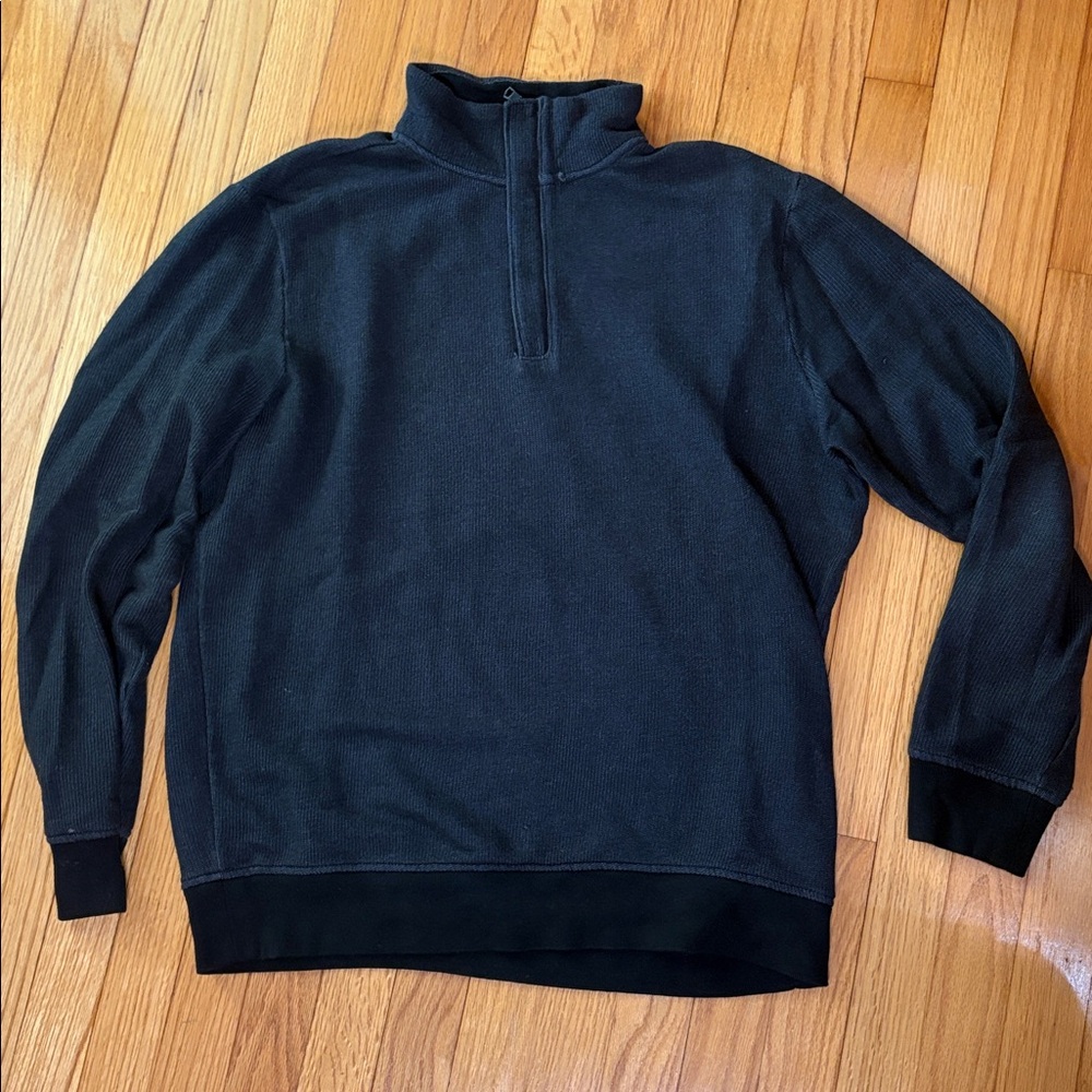 Banana Republic Black and Gray Quarter-Zip Pullover